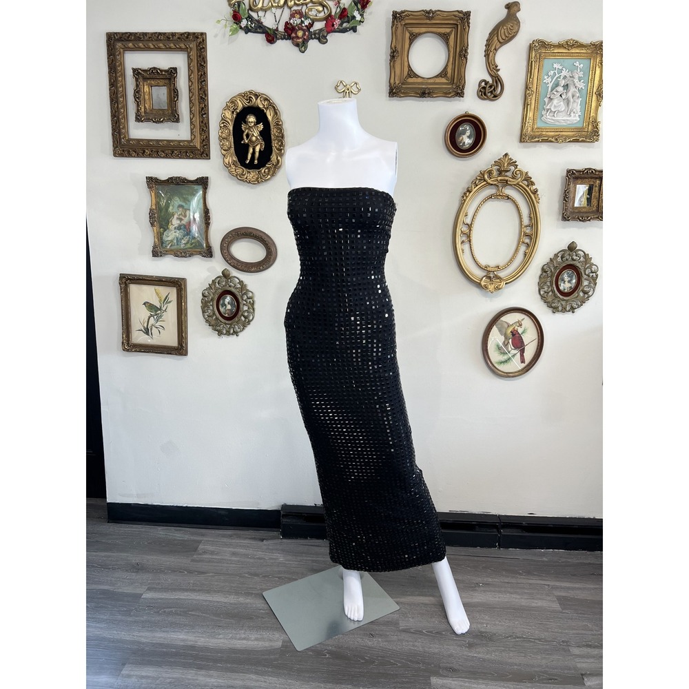 Baby Boo Black Studded Strapless Maxi Dress Size XS